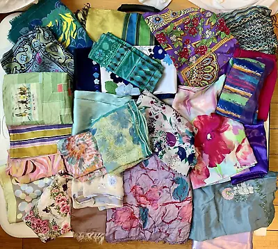 HUGE LOT 25 VINTAGE Scarves Shawls Various Styles Designers Sizes Designs #F • $99.99