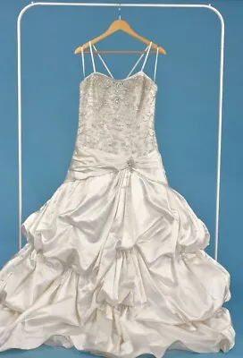 Mori Lee Madeline Gardner Ivory Strapless Beaded A Line Wedding Dress UK 18 • £49.99