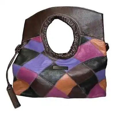 Joe's Jeans Patchwork Leather Multicolor Clutch Handbag Purse Crossbody EUC • $89.99