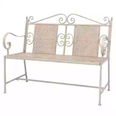 VidaXL Garden Bench 115 Cm Steel Vintage White • $379.99