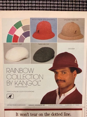 $14.99 • Buy Vtg 1980s 80s Kangol Grouser Bucket Hat Print Ad Pop Art Mini Poster Photo 1987
