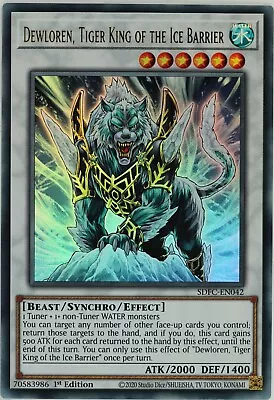 YuGiOh Dewloren Tiger King Of The Ice Barrier SDFC-EN042 Ultra Rare 1st Ed. • £0.99