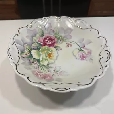 Vintage Arnart 7  Cake Dessert Plate Stand Gold Raised Design Floral  • $20