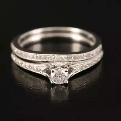 Diamond Ring And Band Set 10k White Gold 3.70 Gram 0.53 Total Carat New • $734.93