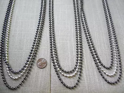 Vintage NOS 3 Triple Strand Gun Metal Silver Metal Bead Chain Necklaces D56 • $2.99