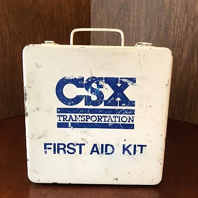 Vintage CSX Transportation Railroad First Aid Kit Metal Empty Approx. 10x10x3 • $15