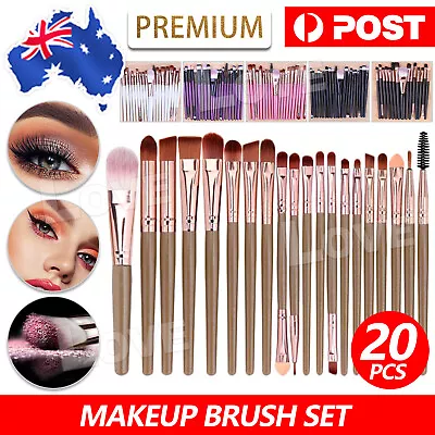 Pro 20pcs Makeup Brush Set Powder Foundation Eyeshadow Eyeliner Lip Brushes Tool • $7.95