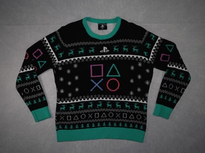 $1898 • Buy Sony PlayStation Ugly Sweater Adult XL Black Green Long Sleeve Christmas Mens