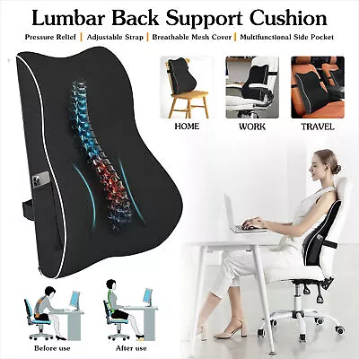 Memory Foam Lumbar Support Cushion Black Car Seat Wheelchair Office Chair • $34.95