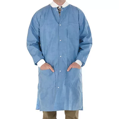 (L) 10 Medical Dental Disposable Lab Coat Gown Blue 10/bag Large Size • $25.89