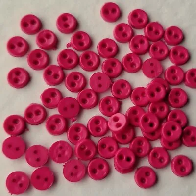 Craft Buttons Micro Mini ROUND HOT PINK Doll Tiny Baby Girl Quilting Dress It Up • £2.95