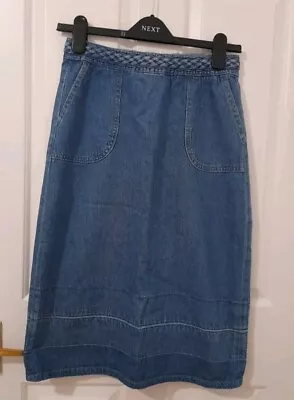 Marks And Spencer Per Una Blue Denim Long Skirt Size 8 • £6.50