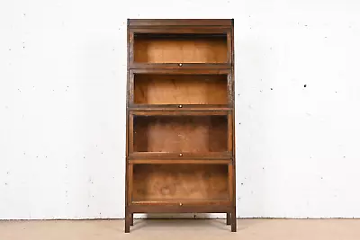 Antique Shaw Walker Arts & Crafts Mahogany Four-Stack Barrister Bookcase 1920s • $2795
