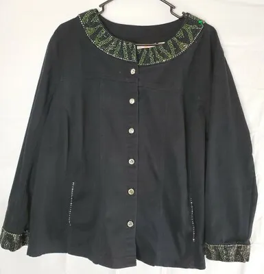 Quaker Factory Women’s 2X Black Jacket Rhinestones Embellished Long Sleeve • $5.58