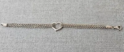 Sterling Silver 925 Italy Multi Strand Heart Bracelet-8.4 Grams • $32