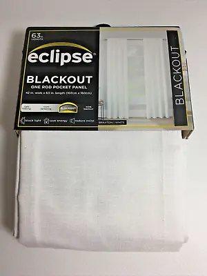 Eclipse Thermaback Blackout Curtain Braxton White Single Rod Pocket Panel 42x63 • $19.11