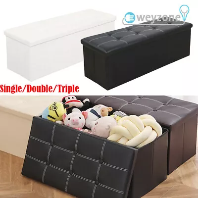 £31.19 • Buy Folding Ottoman Storage Box Pouffe Seat Stool Home Chair Foot Stool Bench UK