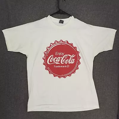 Vintage Coca Cola T-Shirt Adult XL White Single Stitch Made In Usa Short Sleeve • $14.35