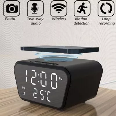 WiFi Alarm Clock Camera 1080P Motion Sensor Security Nanny Audio Video Recorder • $68.99