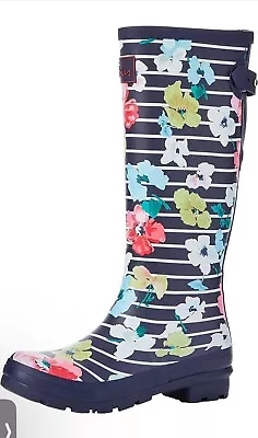 Joules Molly Welly Womens Knee High Floral Rain Boots Bue Size US 10 • $49.99