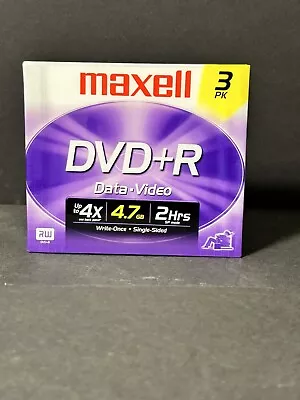 Maxell DVD+R 4.7 GB New And Sealed DVD Rewriteable RW - 3 Pack Blank Media  • $14.99