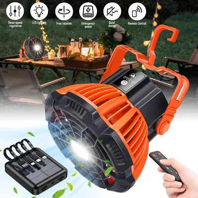 20000mah Portable Camping Fan W/ LED Light & Remote Rechargeable Mini Power Bank • $24.99