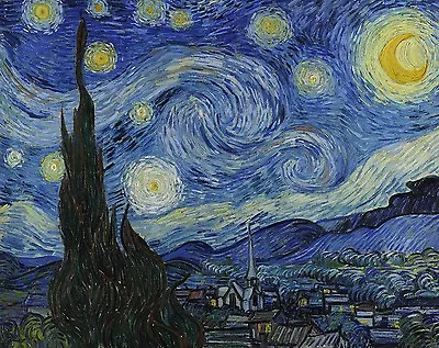 Starry Night 1889 Van Gogh Landscape Impressionism Canvas Giclee Print 30x24 In. • $82.45