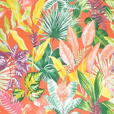 Grandeco Havana Orange Botanical Leaf Wallpaper Naturistic Tropical Feature Wall • £11.99