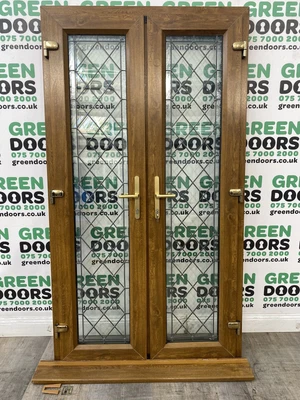 £749.95 • Buy Upvc French Doors Brown Golden Oak Used Pvc Pvcu External Exterior Double Glazed