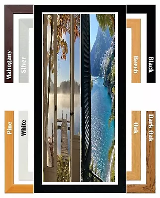 Panoramic Sizes Picture Frames Wood Photo Frames Poster Frame Black White Oak • £13.99