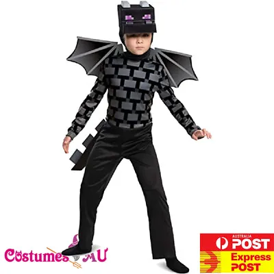 Kids Minecraft Ender Dragon Costume Child Boys Game Party Cosplay Jumpsuit Mask  • $24.40