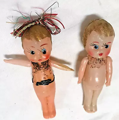 2 X Vintage Retro Ketsch Plastic Celluloid 4.5  Fairy Dolls • $35