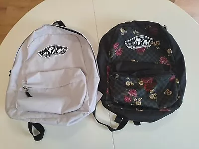 Vans Off The Wall X2 Backpacks -Grey & Floral • £4.99