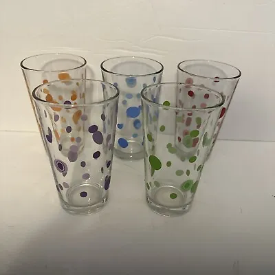 Vintage MCM Colorful Polka Dot Drinking Glasses Set Of 5 • $24.20