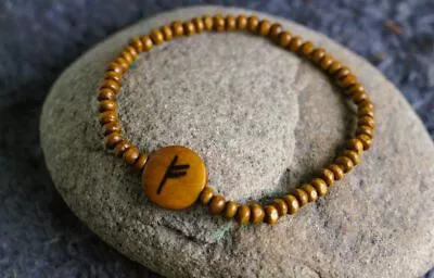 Viking Runic Stretch Wooden Bracelet With Rune - Choose Your Rune - Adjustable • $16