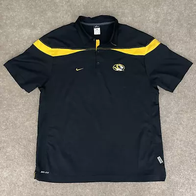 90's Missouri Tigers Nike Dri-Fit Mens XL Polo Shirt Chrome Button Golf Vintage • $23.78