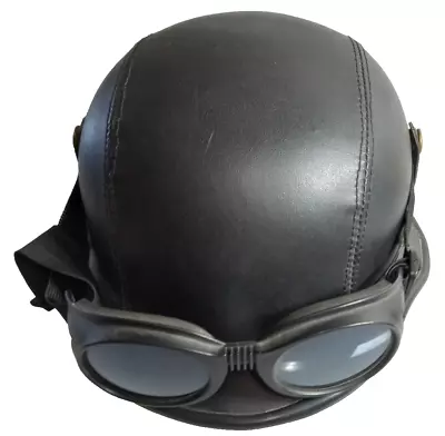 German Style Motorcycle Half Helmet  Scooter Leather Helmet Plus Goggles • $35