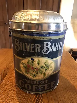Vintage Coffee Tin Silver Band Steel Cut Coffee Denver Co • $45