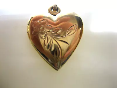 Vintage 14k Yellow Gold Signed Bab Heart Locket Pendant • $170.98