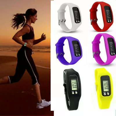 Digital LCD Pedometer Watch Walking Fitness Tracker Wrist Band Digital Counter • $11.49