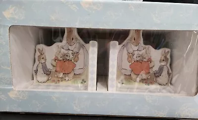 CR Gibson Peter Rabbit Bookends Mother Sisters Beatrix Potter Porcelain Vintage • $50