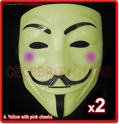 $10.46 • Buy New 2 (Pair) V For Vendetta Masks Guy Faux Anonymous Mens Costume Collectors