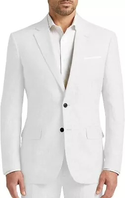 Men Linen 2 Piece Suit Summer Beach Grooms Bestmen Wedding Blazer+Pants 42r 44r • $62.95