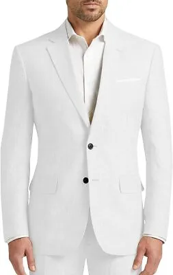 Mens Summer Linen Suit 2 Piece Beach Groom Bestmen Wedding Blazer+Pants 42r 44r • $62.98