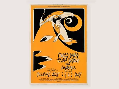 Miles Davis Poster Elvin Bishop Jazz Print- Miles Davis 1971 Concert Retro Jazz • $32