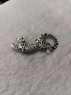 Vintage Sterling Silver ZARAH Enamel White Jaguar Brooch Pin 925 • $54.99