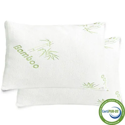 Memory Foam Bed Pillow Shredded 2 Pack Hypoallergenic Queen King Washable Cover • $32.29