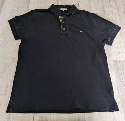 Burberry London Polo Shirt Men Large Nova Check Cotton Pique Slim Fit Black READ • $19.99