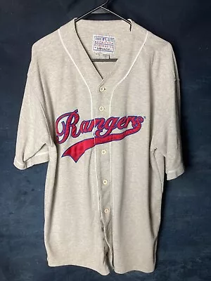 Vintage Texas Rangers Jersey [Mirage Brand] Buttons Embroidered Size L Cond LN • $15.95
