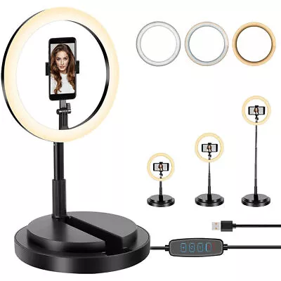 $27.59 • Buy Foldable 165CM 10  LEDs Selfie Ring Light Stand Phone Holder Kit Live Makeup